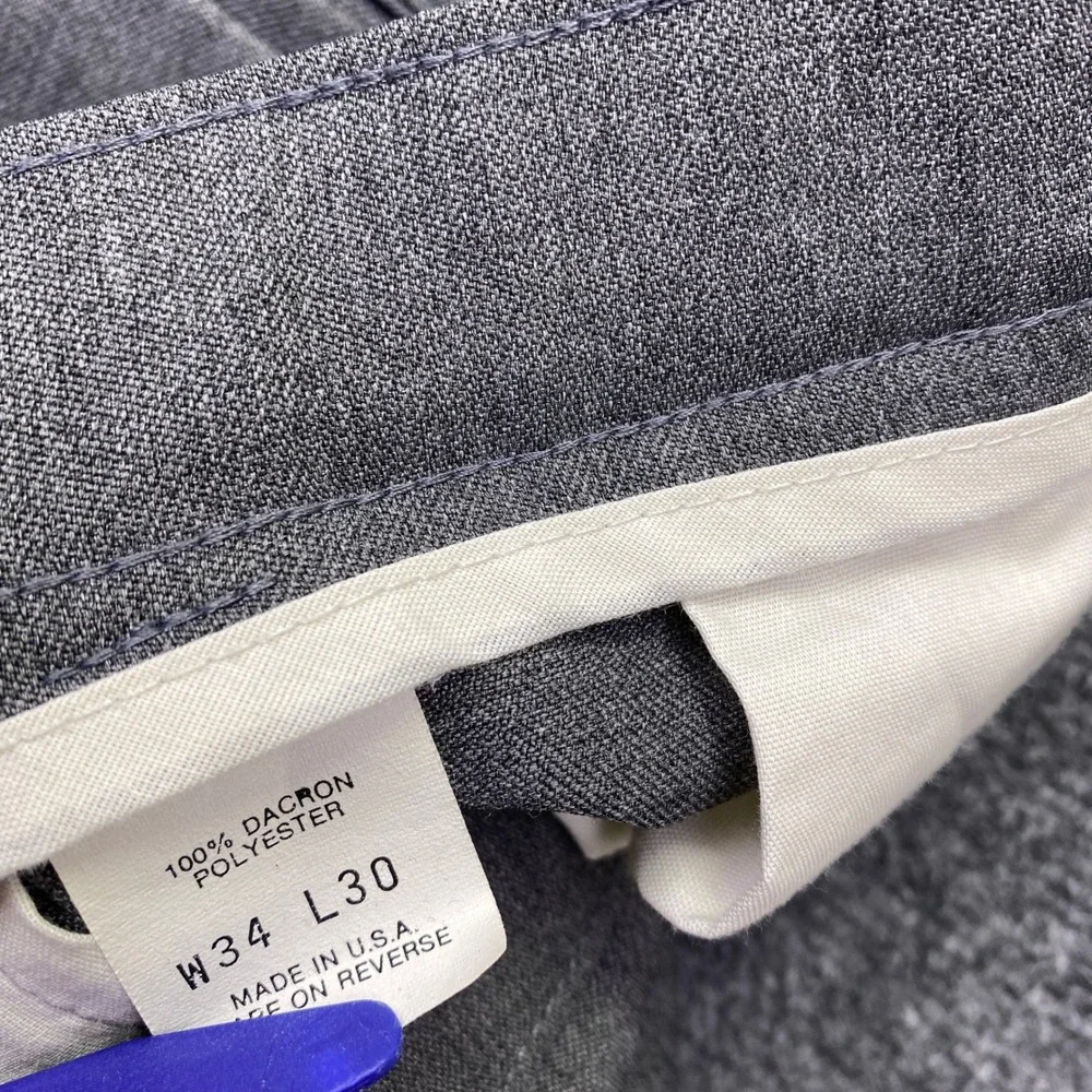 Vintage Levis Action Slacks Men Sz 34 Gray Polyester Straight Leg Pants USA 1991